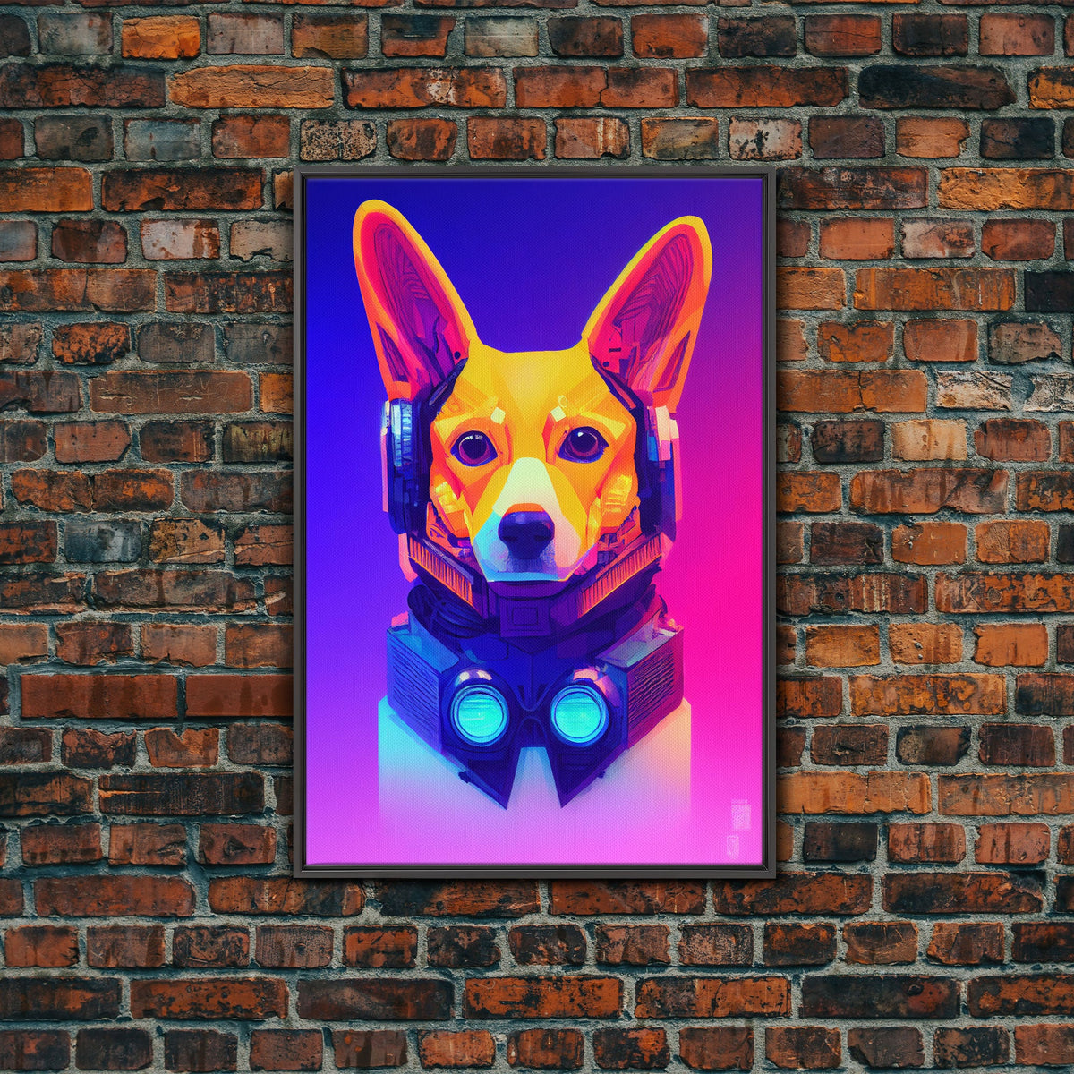 Colorful Corgi Dog Futuristic Robot Fine Art Print, Wall Art Print, Wall Poster, Wall Decor