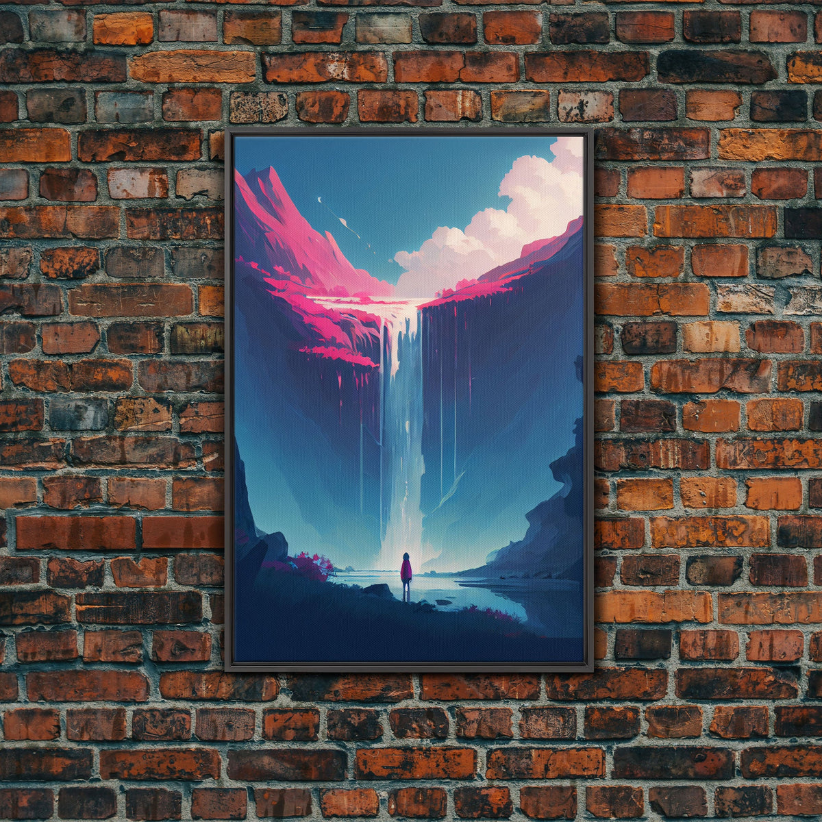 Mystical Fantasy Waterfall Purple Blue Wall Art Canvas Print - Vibrant Colorful Nature Scene Artwork | | Wiccan Center