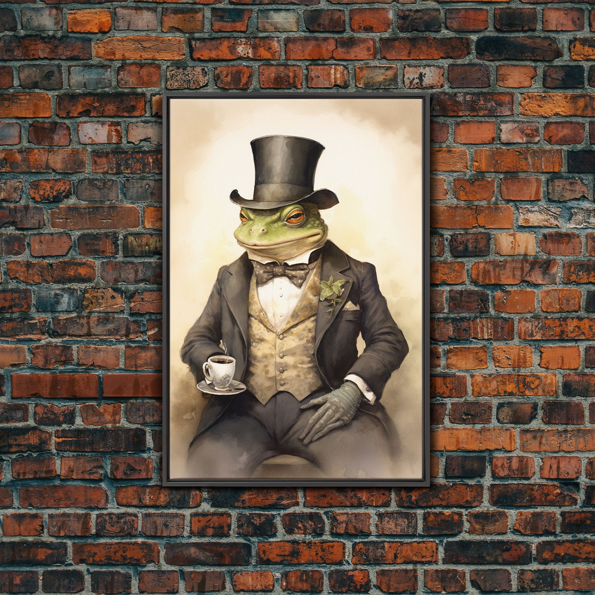 Le Business Toad, Victorian Toad Portrait, Vintage Style Animal Print Wall Art, Framed Canvas or Poster, Familiar Painting, Witchcraft Art | | Wiccan Center