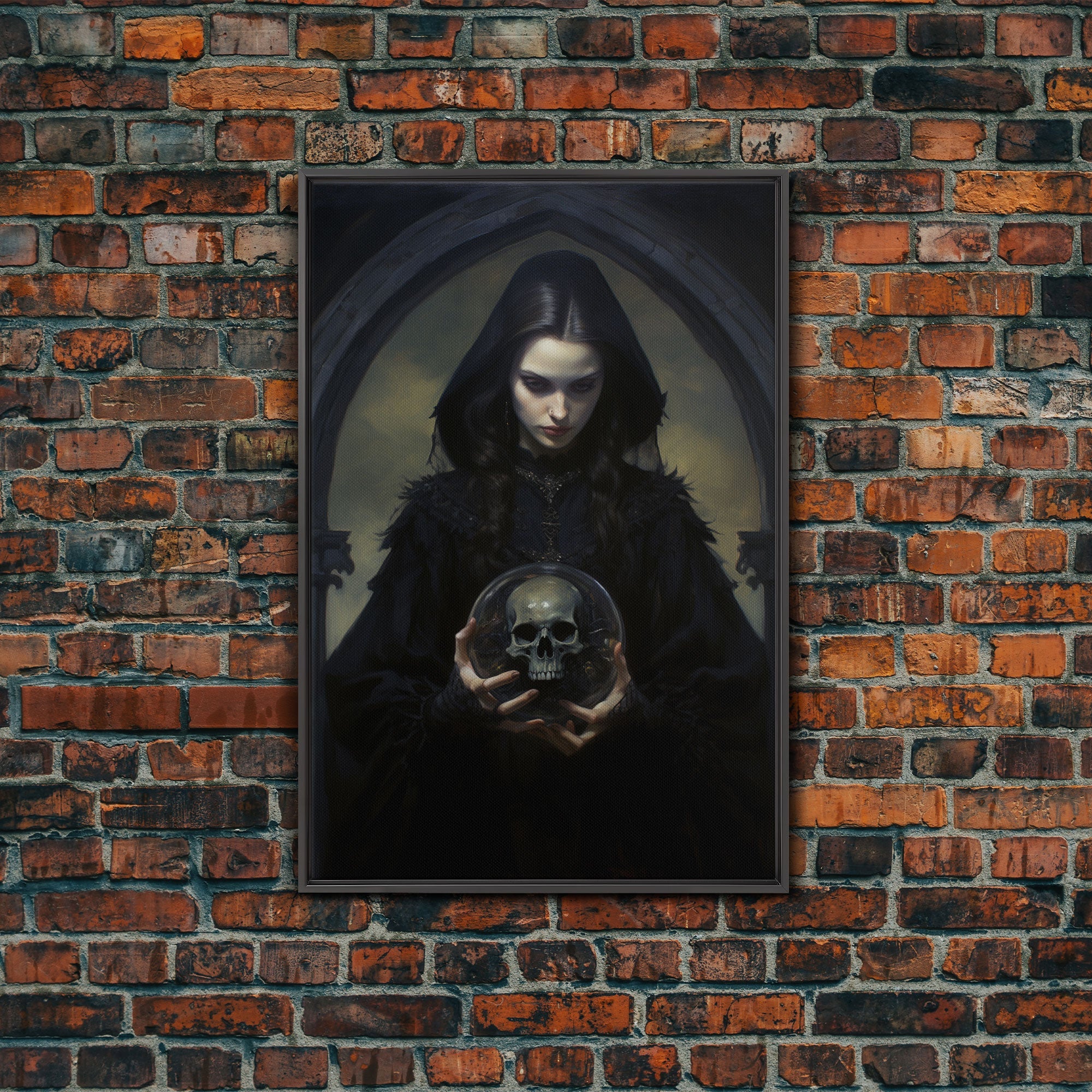 The Fortune Teller, Halloween Canvas Print, Framed Canvas, Unique Wall Art, Goth Art, Dark Academia, Witch Art, Witchcraft | | Wiccan Center