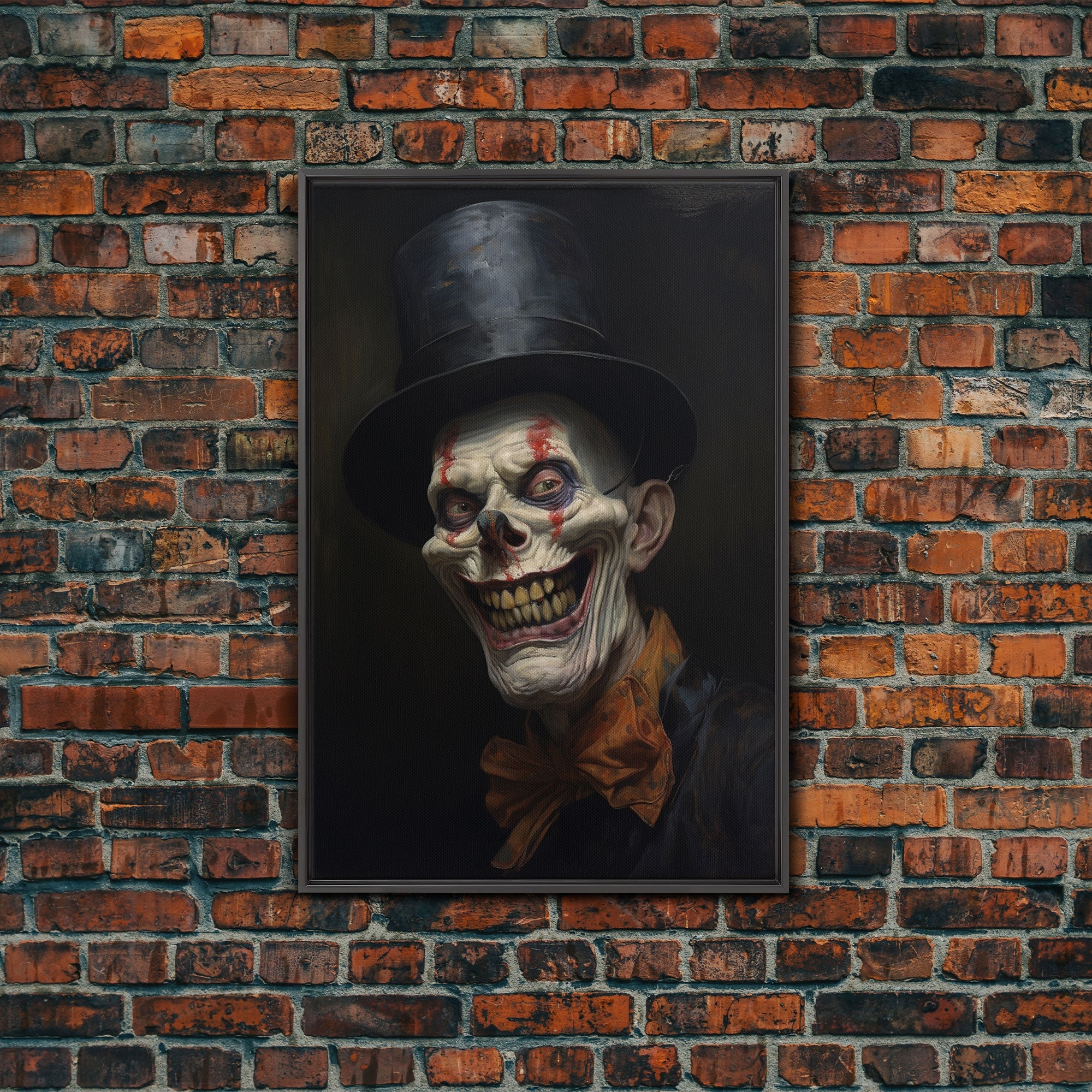 Creepy Clown Art Canvas Print, Victorian Horror Decor, Gothic Halloween Art, Framed Canvas, Halloween Canvas, Scary Wall Art, Unusual Decor