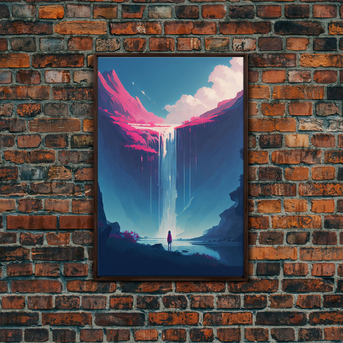 Mystical Fantasy Waterfall Purple Blue Wall Art Canvas Print - Vibrant Colorful Nature Scene Artwork | | Wiccan Center
