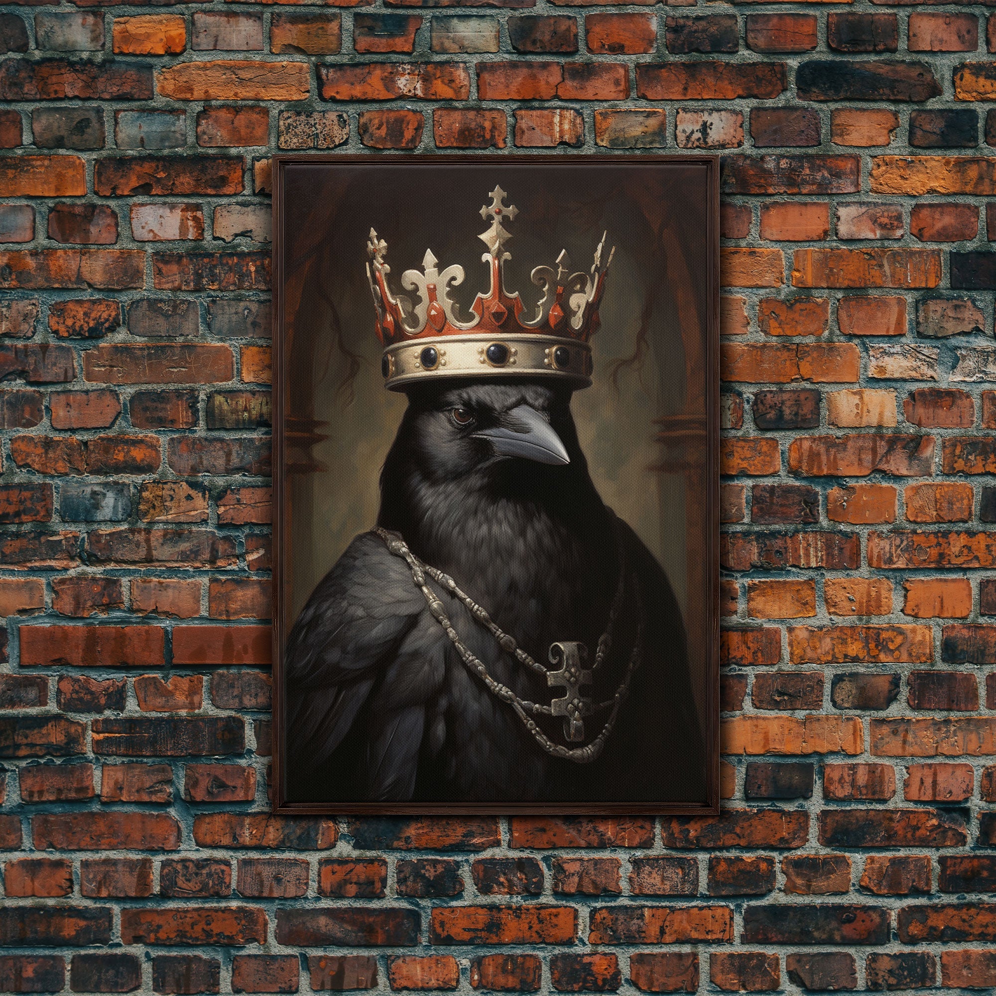 King Raven Print, Vintage Canvas, Art Canvas Print, Dark Academia, Gothic Victorian Crow, Cool Halloween Decorations, Framed Canvas Print | | Wiccan Center