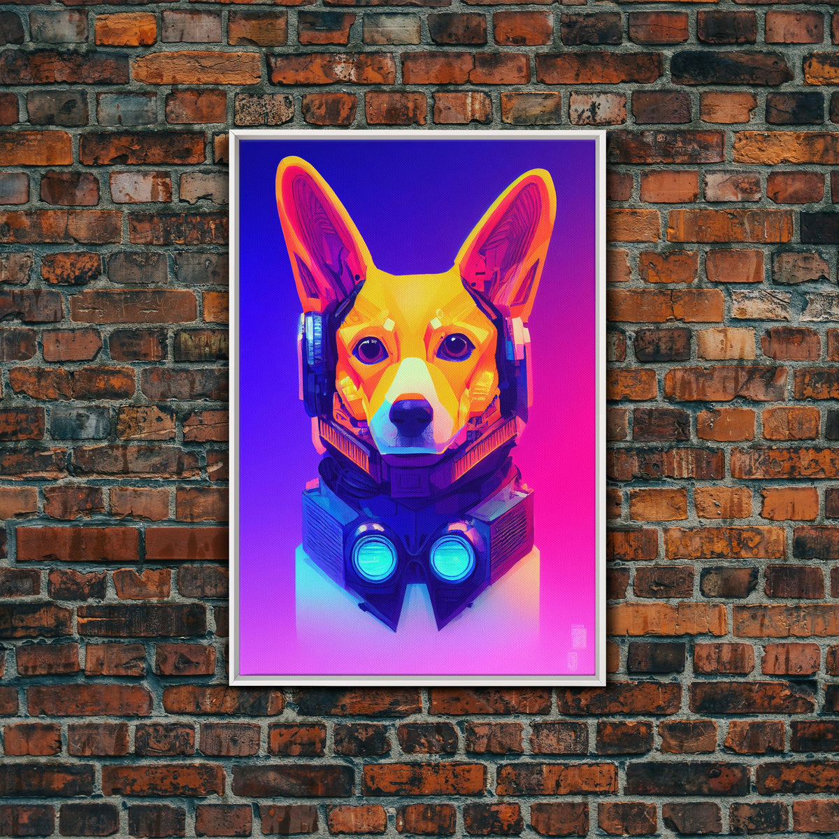Colorful Corgi Dog Futuristic Robot Fine Art Print, Wall Art Print, Wall Poster, Wall Decor