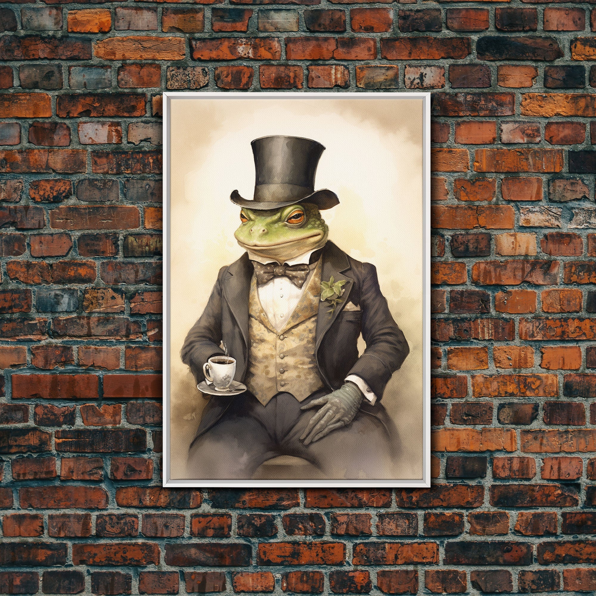 Le Business Toad, Victorian Toad Portrait, Vintage Style Animal Print Wall Art, Framed Canvas or Poster, Familiar Painting, Witchcraft Art | | Wiccan Center