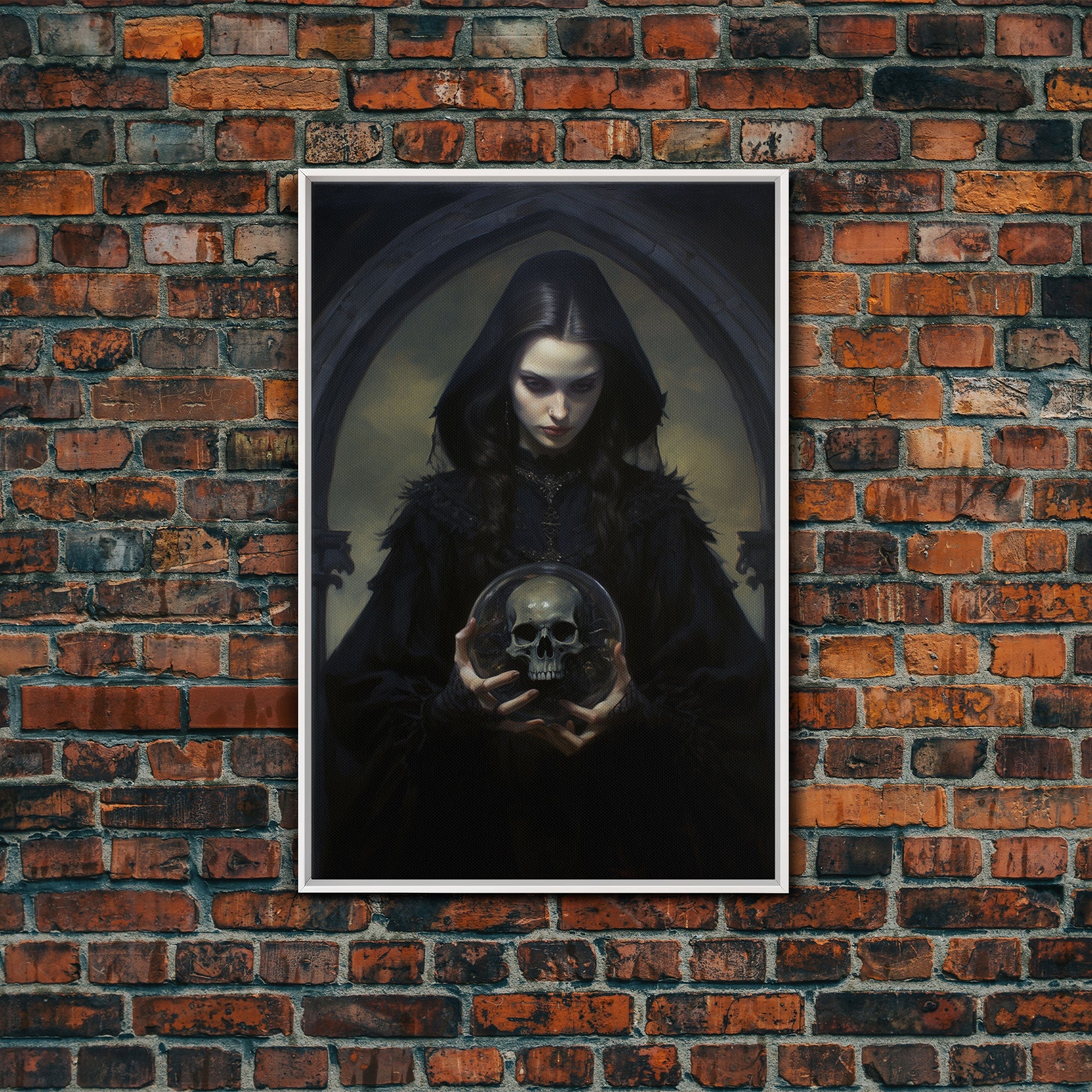 The Fortune Teller, Halloween Canvas Print, Framed Canvas, Unique Wall Art, Goth Art, Dark Academia, Witch Art, Witchcraft | | Wiccan Center