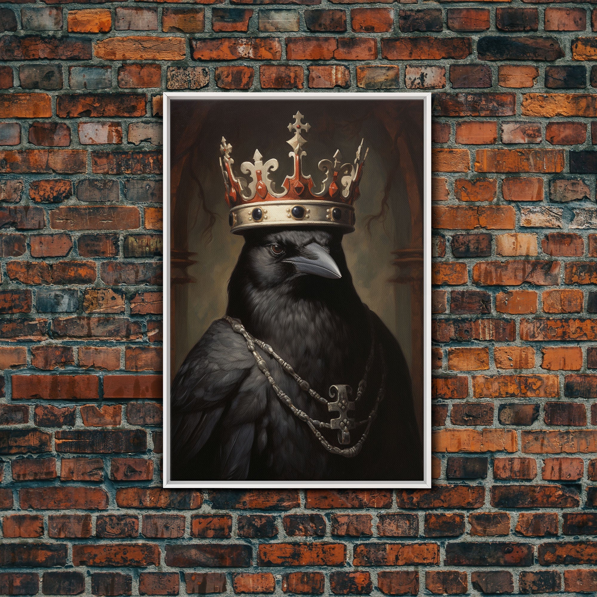 King Raven Print, Vintage Canvas, Art Canvas Print, Dark Academia, Gothic Victorian Crow, Cool Halloween Decorations, Framed Canvas Print | | Wiccan Center