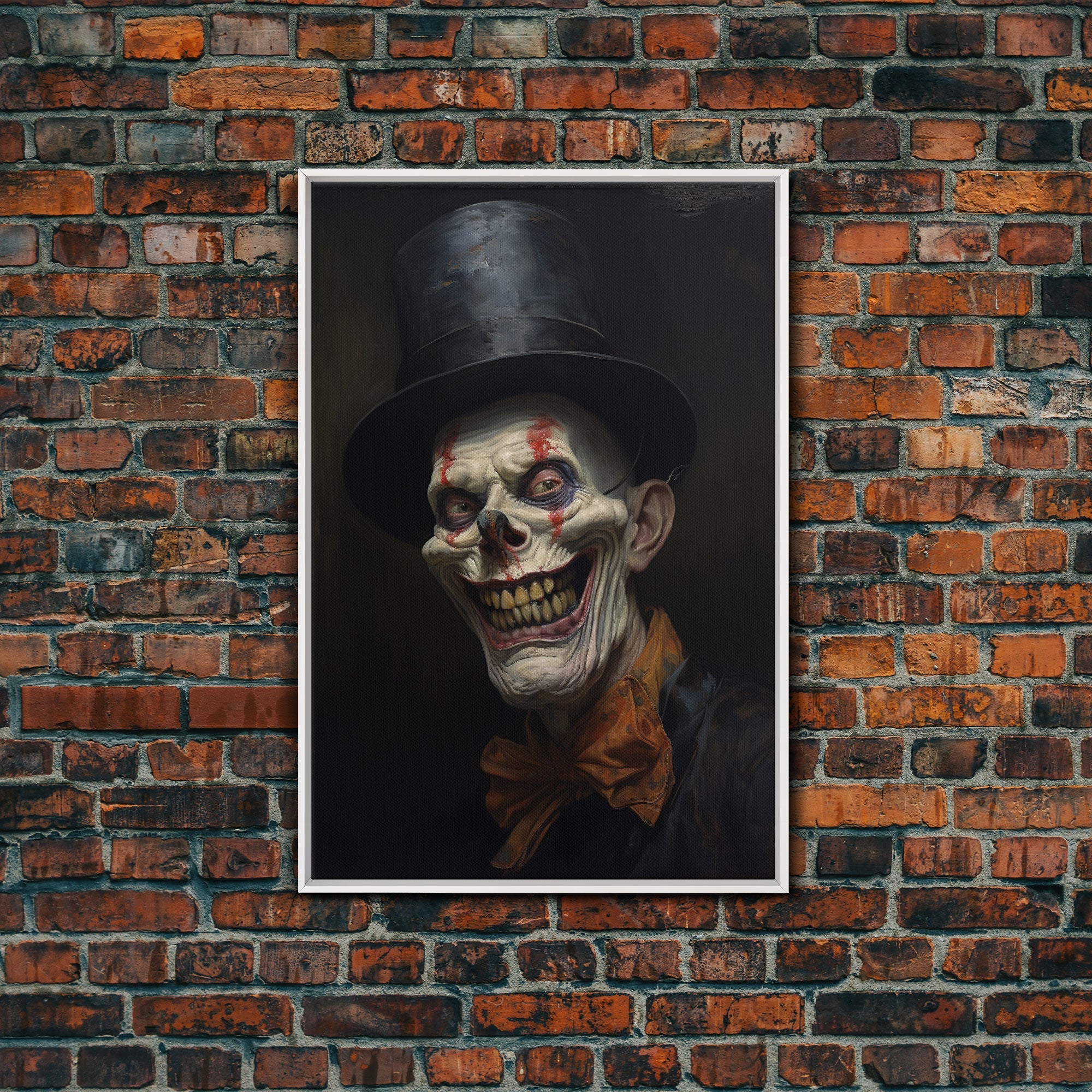 Creepy Clown Art Canvas Print, Victorian Horror Decor, Gothic Halloween Art, Framed Canvas, Halloween Canvas, Scary Wall Art, Unusual Decor