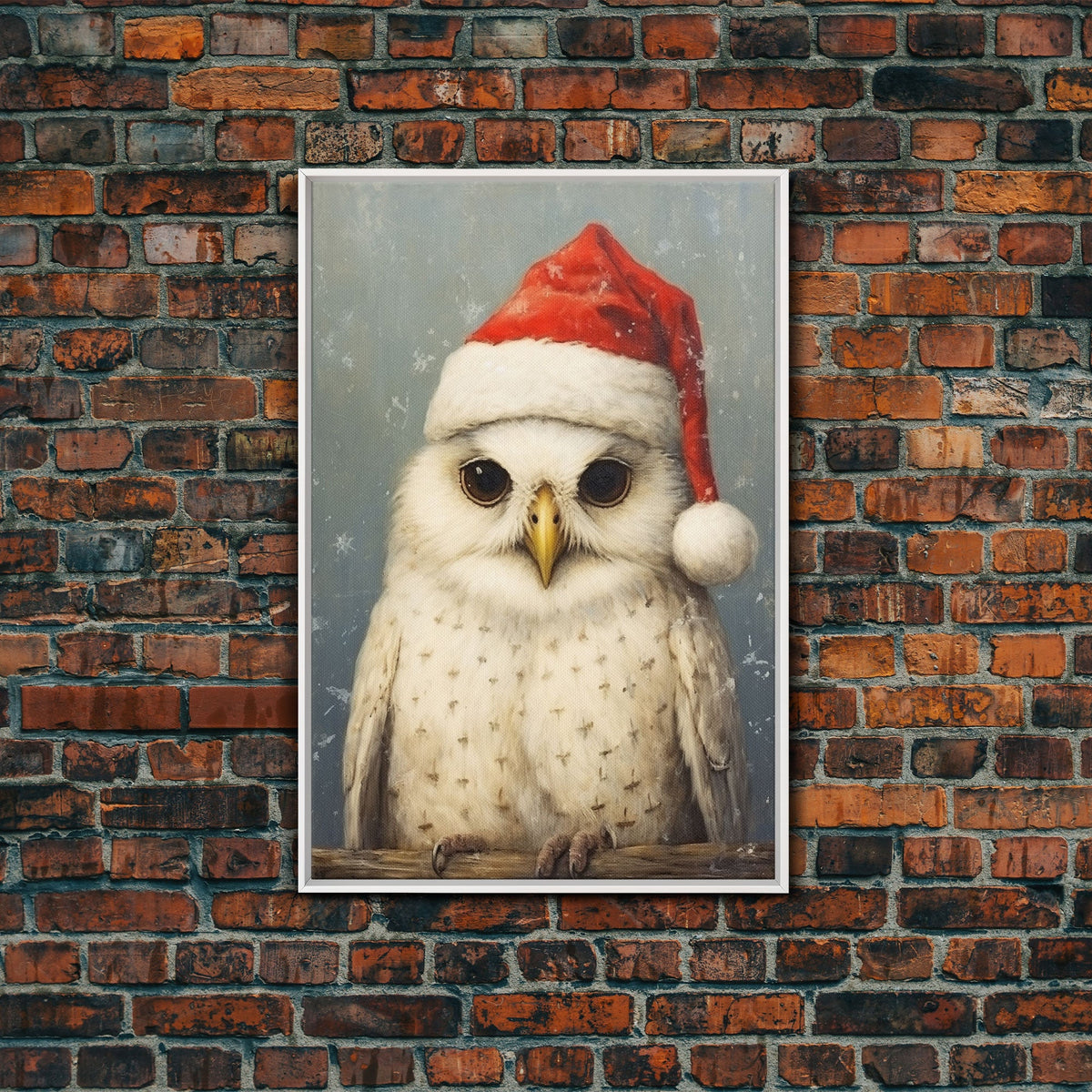 Silly Snow Owl Dressed For Christmas, Christmas Art, Christmas Decor, Christmas Wall Art, Farmhouse Christmas, Vintage Christmas, Owl Print