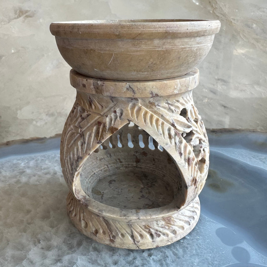 Carved Soapstone Essential Oil Burner 3" | Decorative | Wiccan Center