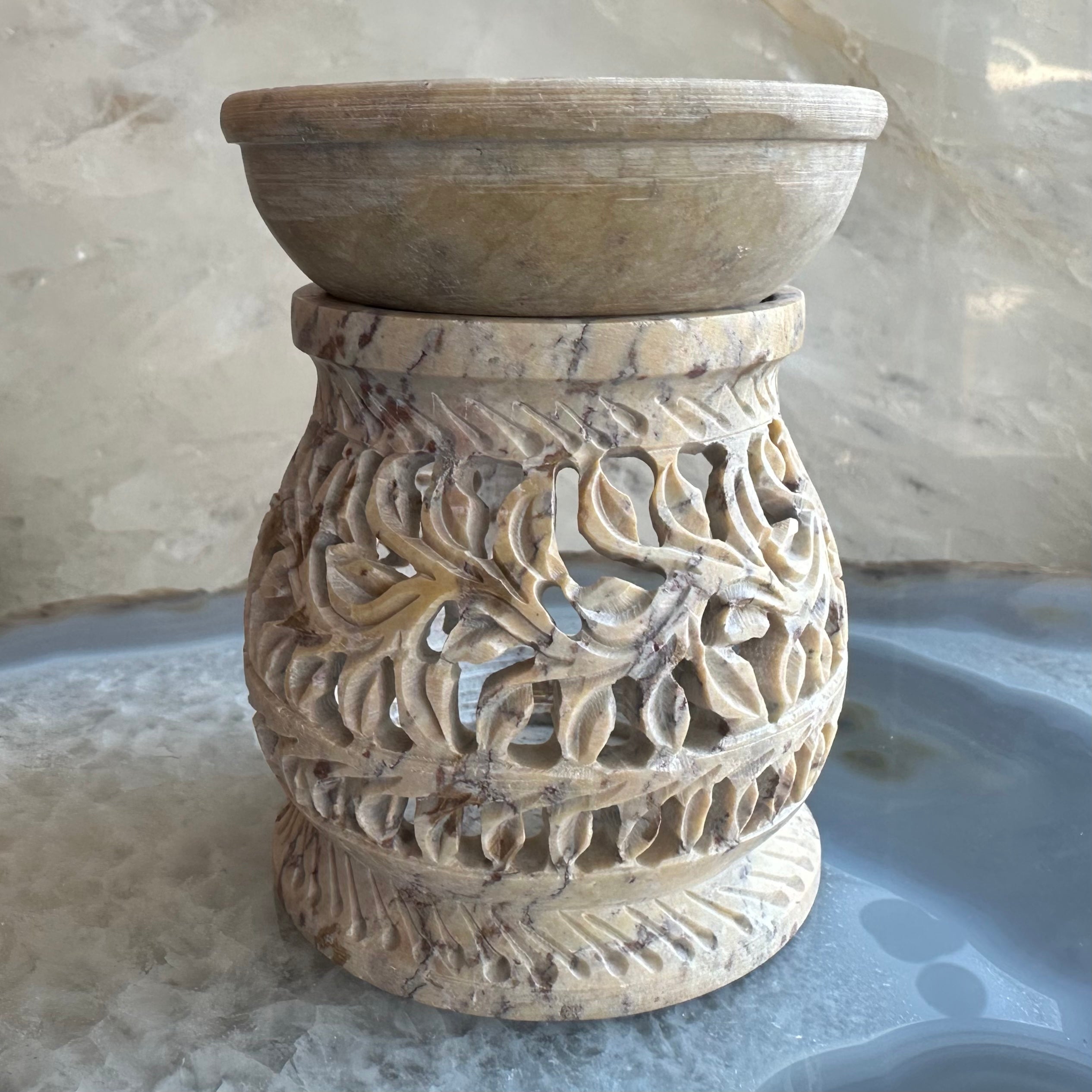 Carved Soapstone Essential Oil Burner 3" | Decorative | Wiccan Center