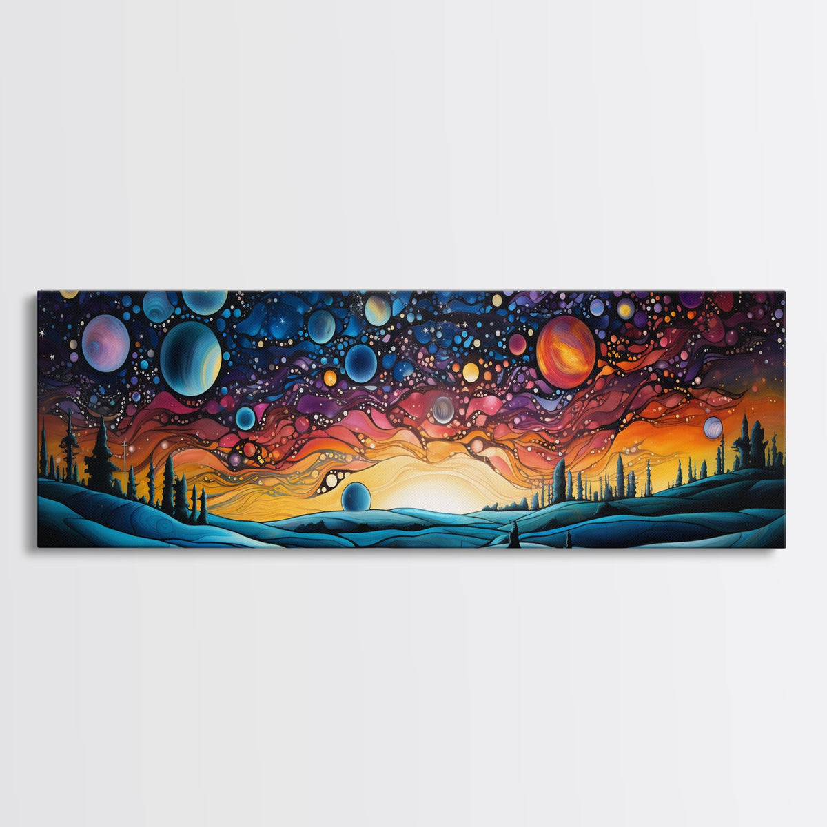 Abstract Galaxy Print, Framed Wall Art, Canvas Print, Van Gogh Inspired Art, Astronomy Gift, Living Room Decor, FREE SHIPPING | | Wiccan Center