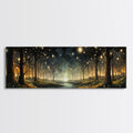 Fantasy Forest Fireflies - Framed Canvas Print - Gorgeous Fantasy Art with Glowing Lightning Bugs - Framed Wall Art for a Magical Touch | | Wiccan Center