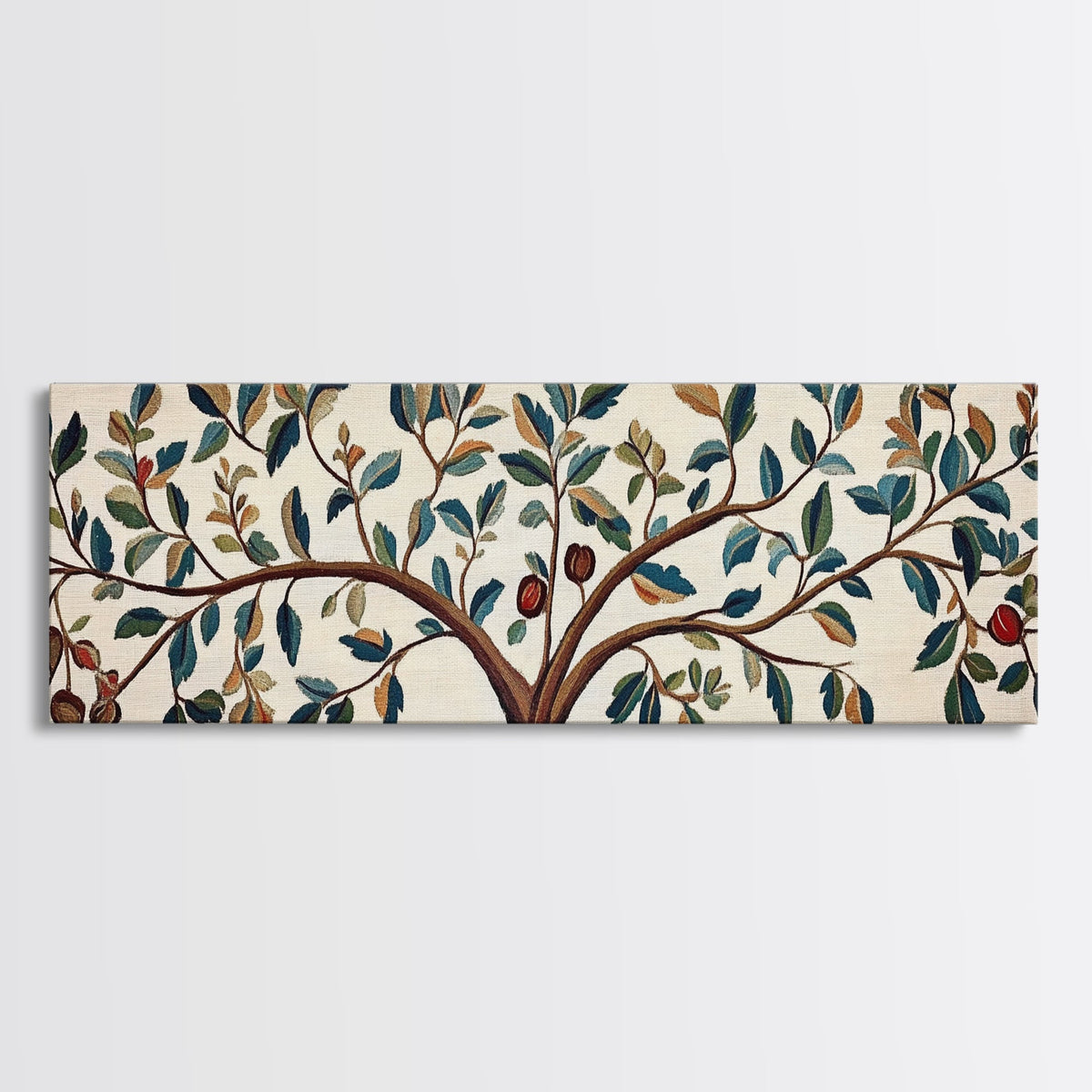Tree Of Life - Vintage Tapestry Framed Wall Art Canvas Print - Floral Vintage Textile Style Wall Art - Floral Tapestry Print, Boho Home Decor, Above Bed Art