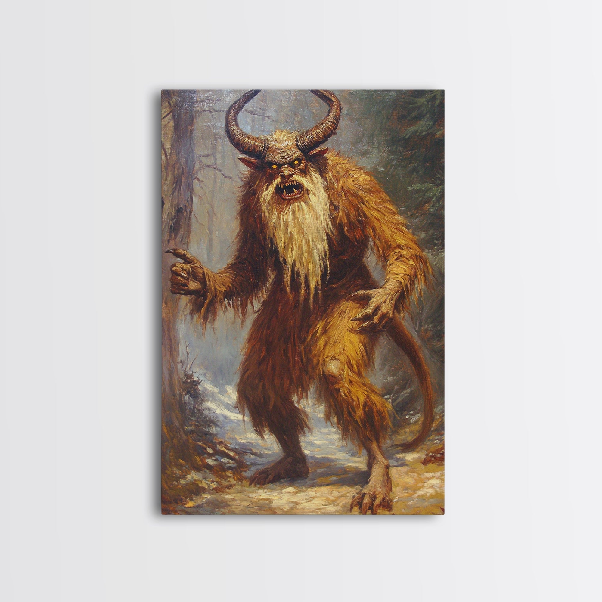 The Wendigo Dark Macabre Wall Art, Halloween Decor, Satyr Painting Print, Spooky Season Art, Halloween Wall Art, Demon Painting