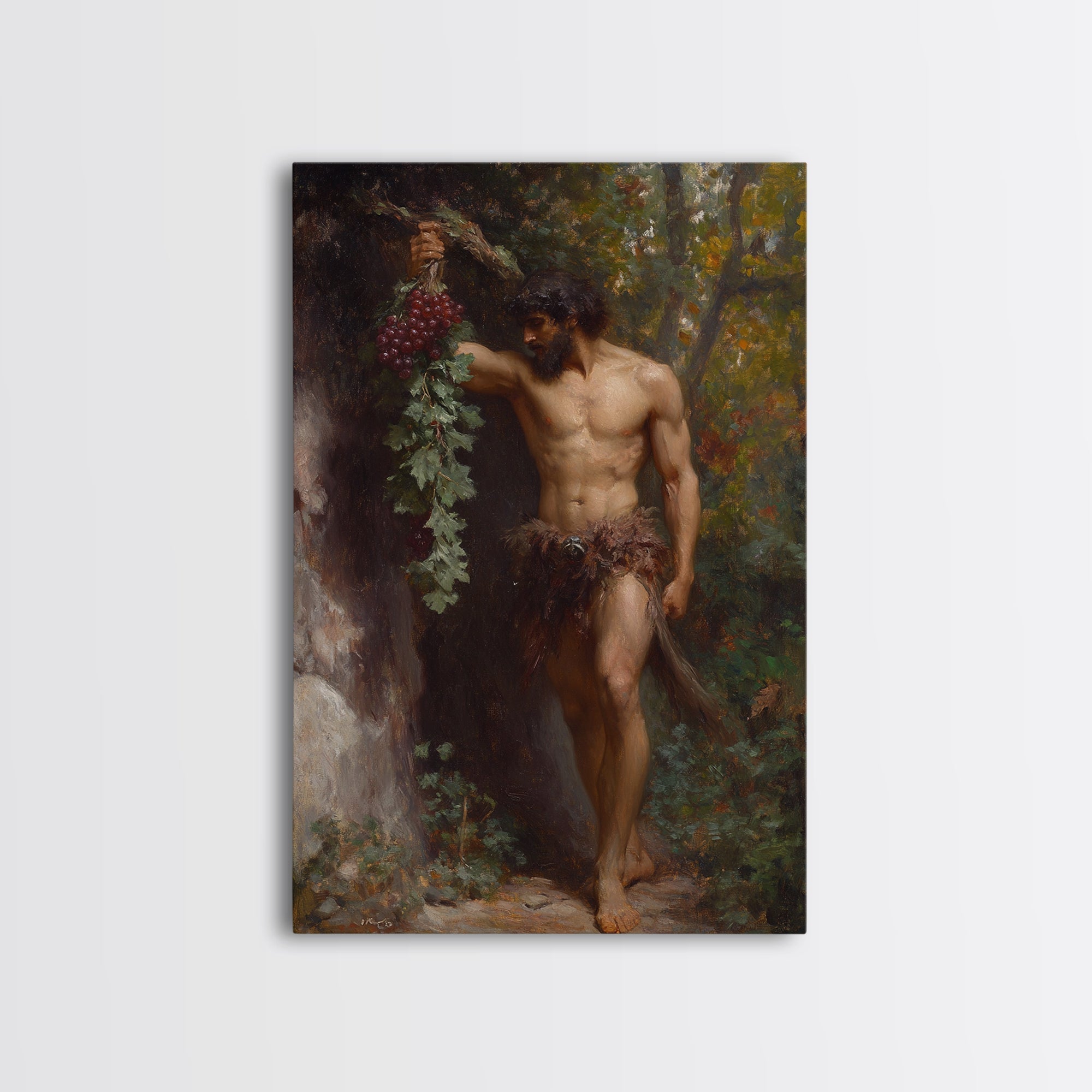 Painting of a Male Figure Canvas Print, Gothic Decor, Dark Academia / Macabre Wall Art, Original Satyr Painting