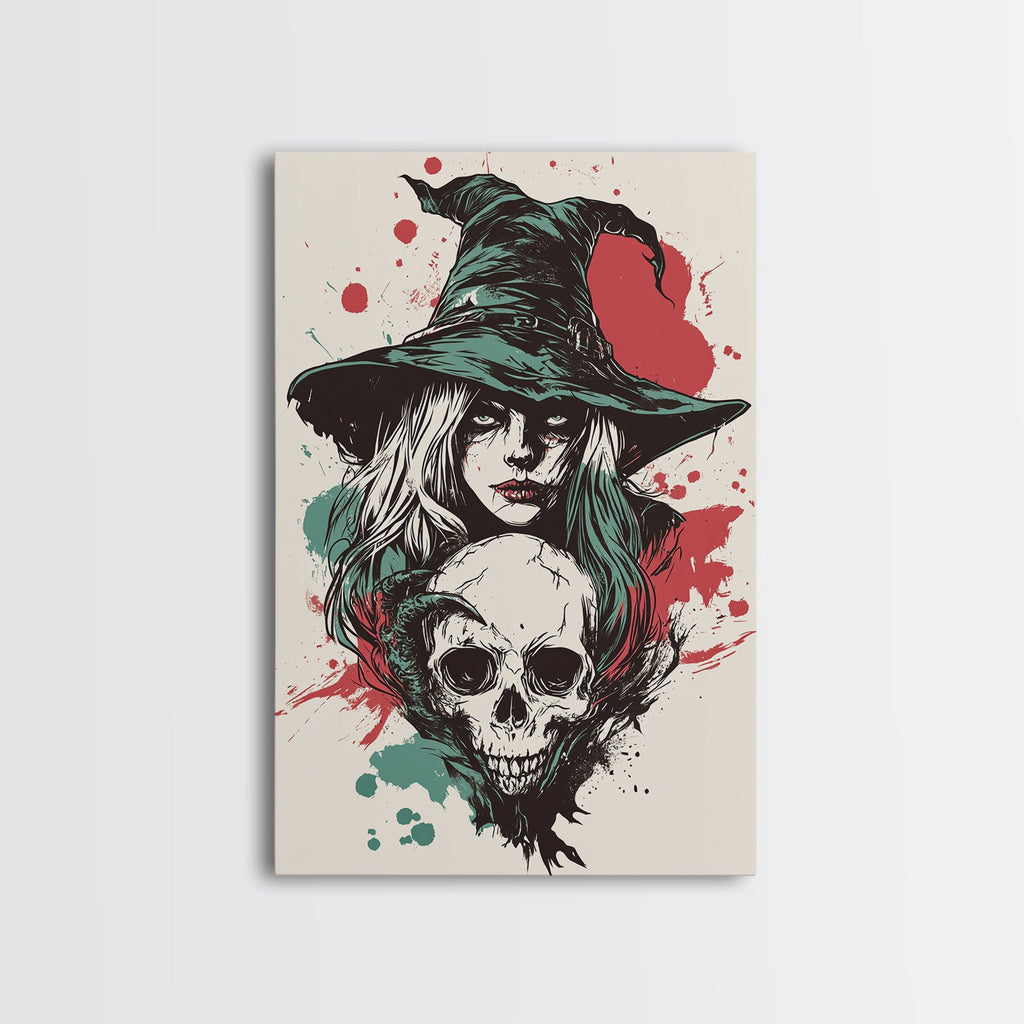 Portrait of A Witch, Framed Canvas Print, Halloween Decor, Witchcraft, Goth Art, Dark Academia Wall Art, Halloween Poster Art | | Wiccan Center