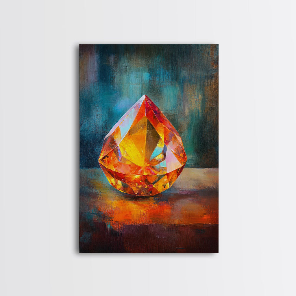 Gemstone Painting Print, Framed Canvas Print, Gemstones Wall Art, Precious Stone Painting, Red Gem, Ruby Painting, Antique Minerals Decor | | Wiccan Center