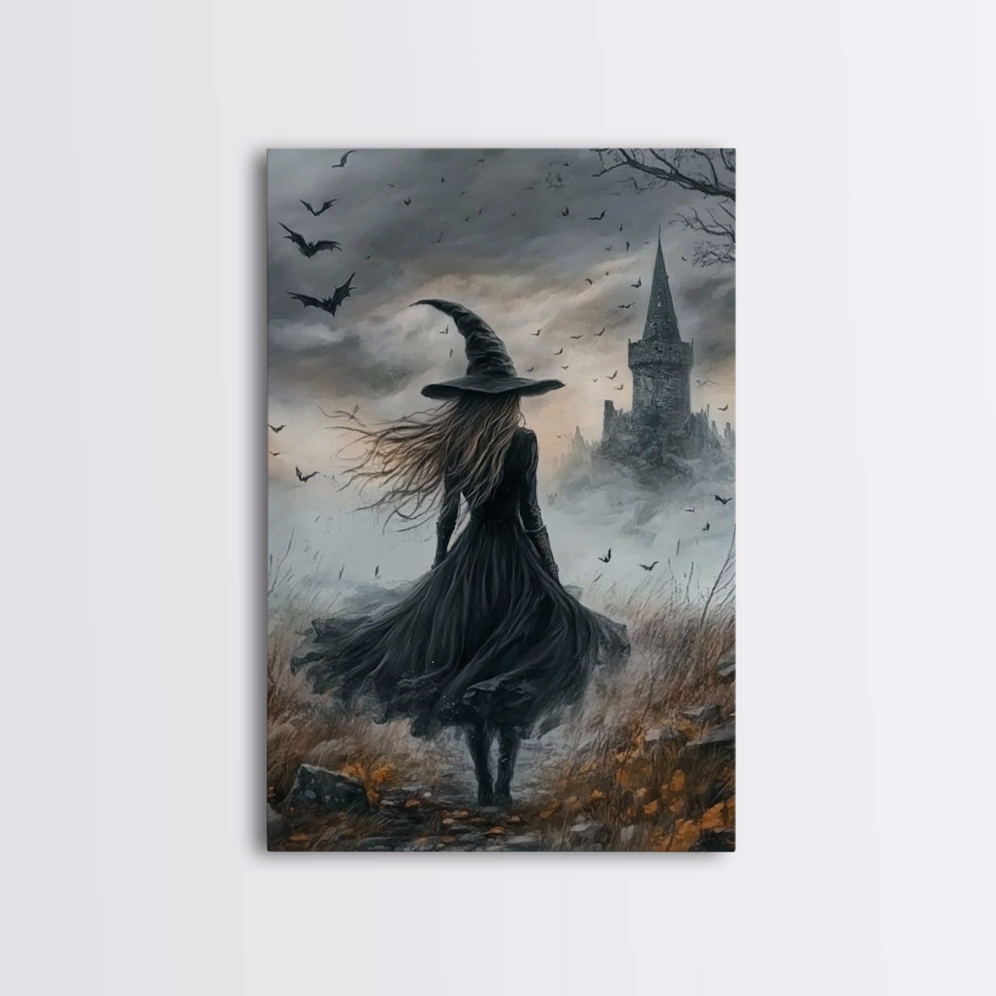 Goth Decor, Witchy Home Decor, Dark Academia Goth Oil Painting Print, Witch Painting, Haunted Spooky Season Wall Art, Witch Decor