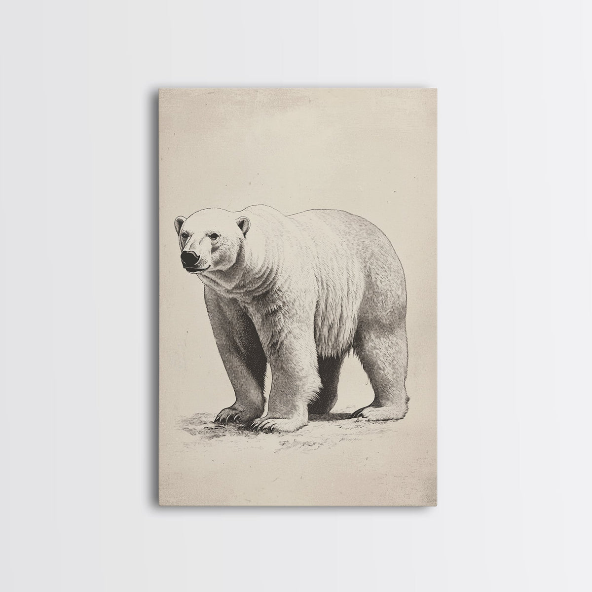 Polar Bear Canvas Print - Framed Canvas - Minimalist Christmas Art - Boho Christmas Art - Rustic Christmas Art