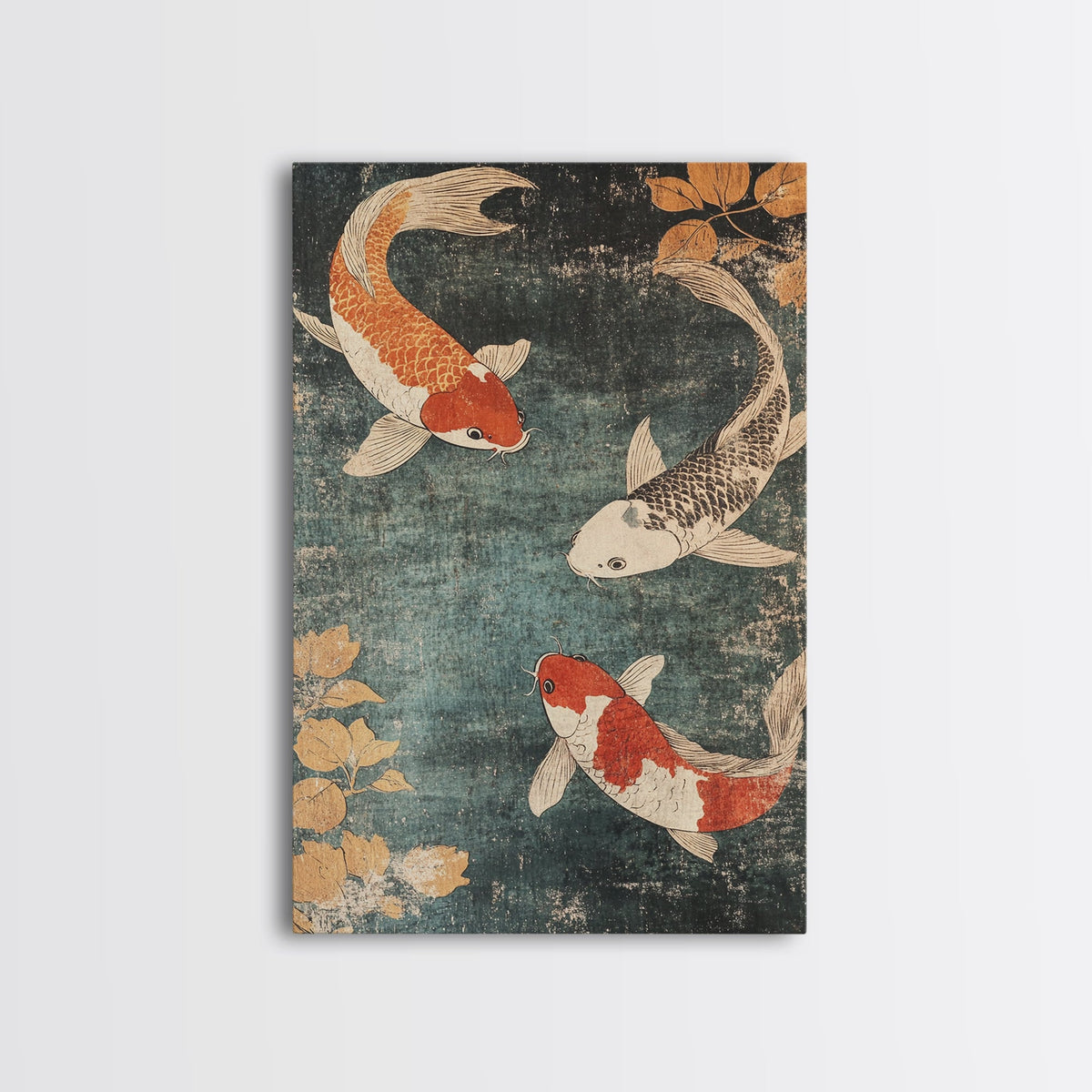 Wabi Sabi Koi Fish Print, Trendy Japanese Decor, Ocean Wall Art, Beach House Decor, Coastal Art Print, Coastal Wall Art, Koi Fish Painting