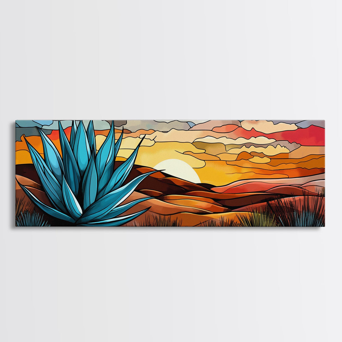 Mexicano Art - Blue Agave At Sunset - Framed Canvas Print - Agave Painting - Blue Agave - Chicano Wall Art - Mexican Art Agave Art | | Wiccan Center