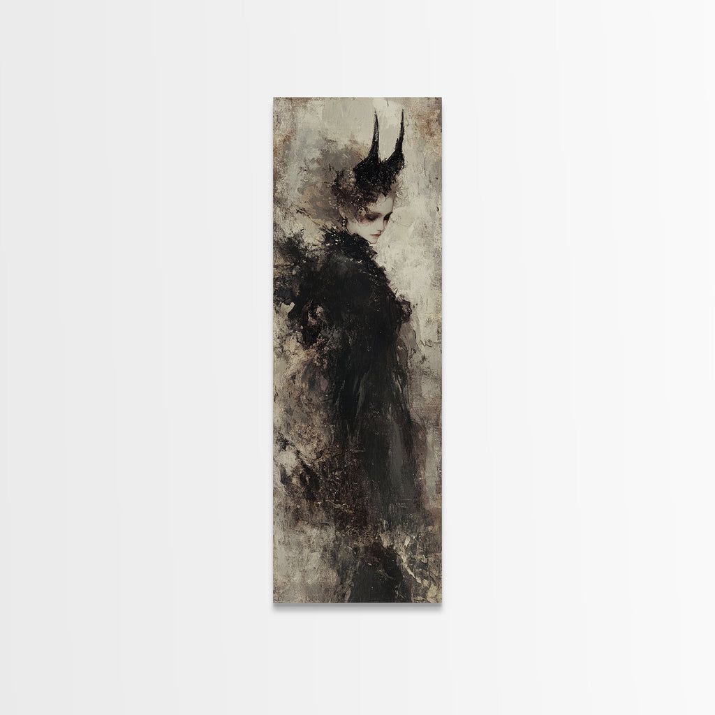 Framed Canvas Print of Dark Angels Wall Art with Gothic Aesthetic, Moody Art, Ozymandias Art, Unique Gift Idea, Long Narrow Wall Art, Tall Skinny Art