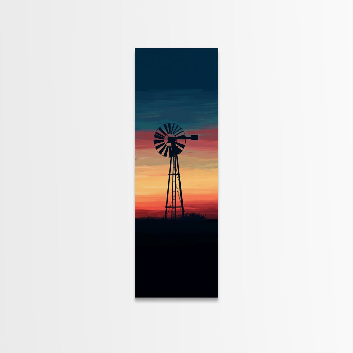 Canvas Print Moody Sunset Windmill Wall Art, Vertical Rustic Decor, Tall Narrow Farmhouse Artwork, Gift Idea for Living Room | | Wiccan Center