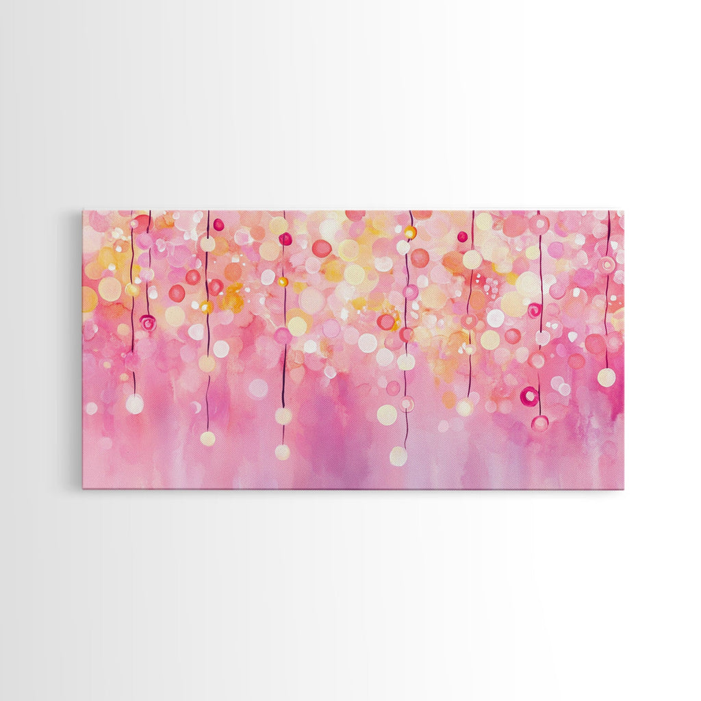 Magical Fairy Light Pink Abstract Canvas Print with Bokeh Lights, Ideal Whimsical Art for Living Room, Vertical Skinny Wall Art | | Wiccan Center