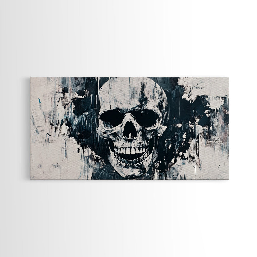 Gothic Skull Art Canvas Print, Dark Moody Abstract Wall Decor, Halloween Living Room Art, Unique Therapy Art Gift, Dark Angels Print