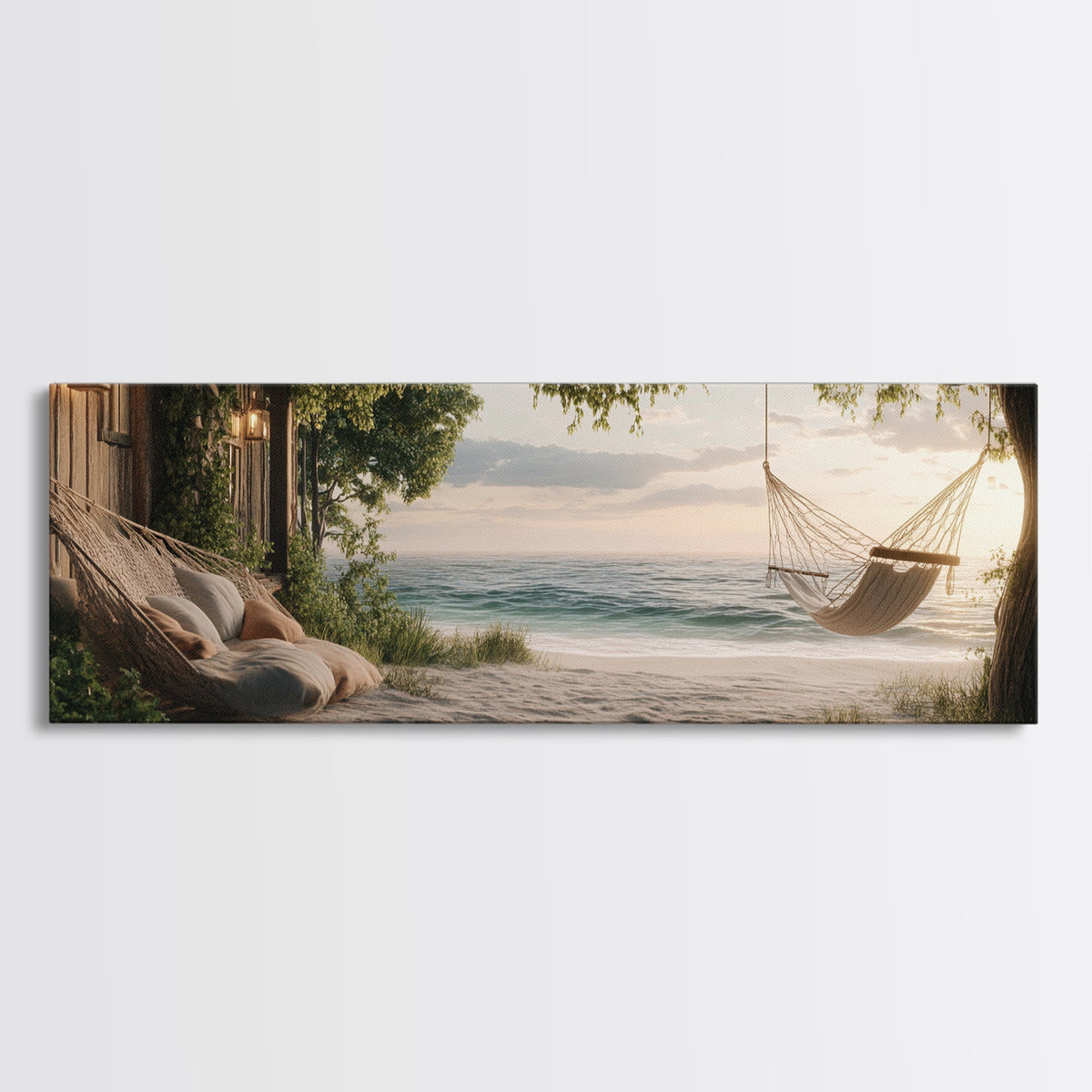 Hammock Sunset Canvas Print Coastal Landscape Art Rustic Cottagecore Wall Art Bedroom Serenity Horizontal Living Room Decor | | Wiccan Center