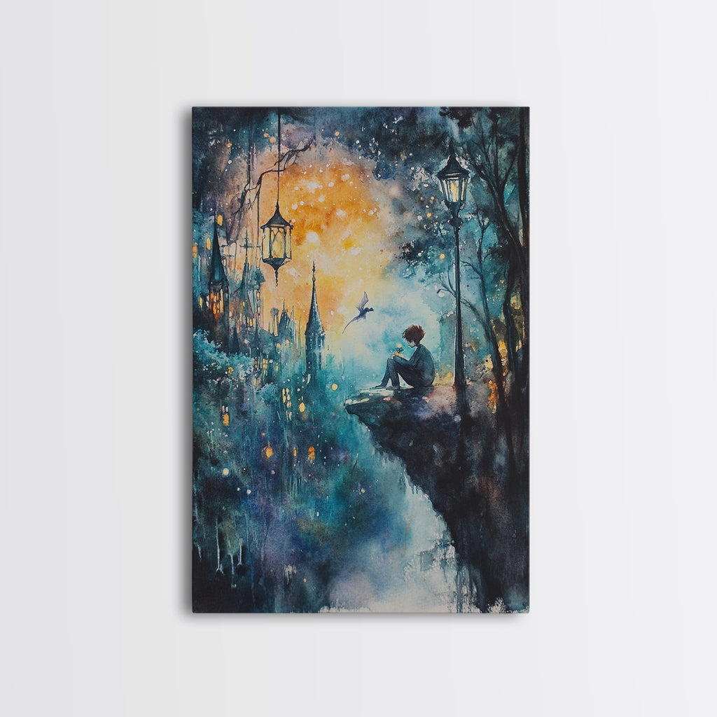 Magical Nightscape Framed Canvas Print Whimsical Fantasy Art Moody Wall Art Gift Idea Living Room Decor Dark Romantic Artwork | | Wiccan Center