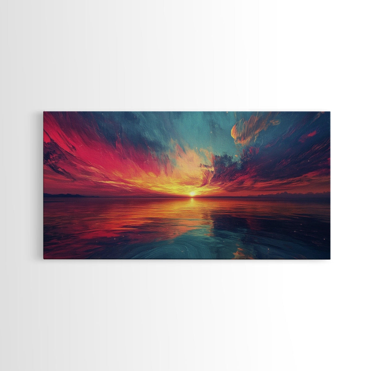 Cosmic Sunset, Dark Romance, Lofi Art, Moody Wall Art, Extra Wide Art, Above Couch Art, Framed Canvas Print, Bedroom Decor | | Wiccan Center