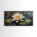 White Lotus, Framed Canvas Print, botanical prints, zen wall art, meditative decor, extra wide painting, spiritual art | | Wiccan Center
