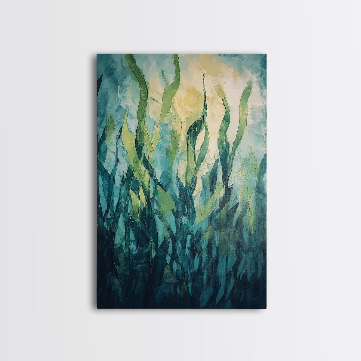 Underwater Kelp Forest, Coastal Landscape Art, Teal Wall Art, Nautical Decor, Nature Inspired Art, Wabi Sabi Art, Canvas Print | | Wiccan Center