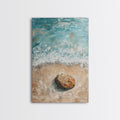 Serene Beach Stone Canvas Print Tranquil Ocean Art, Coastal Zen Wall Decor, Relaxing Beach House Style, Minimalist Seascape Painting | | Wiccan Center