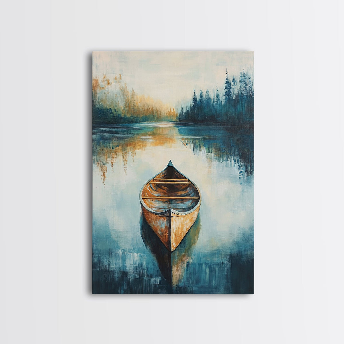Still Water Canoe, Lake Tahoe Art, Nautical Painting, Rustic Wall Art, Moody Art, Extra Wide Art, Above Couch Art, Canvas Print | | Wiccan Center