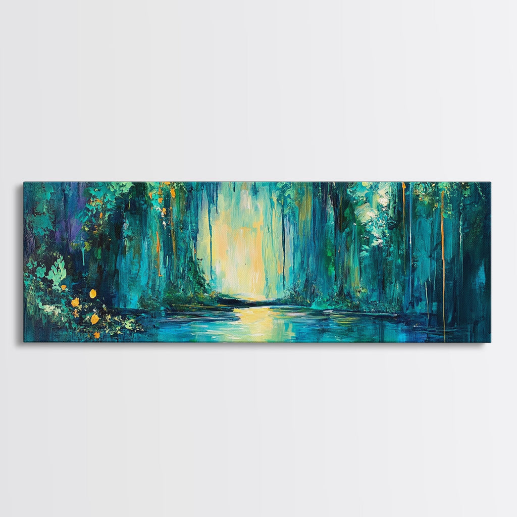 Magical Forest Lake Framed Canvas Print Fantasy Nature Wall Art Mystical Greenery Home Decor Living Room Office Gift | | Wiccan Center