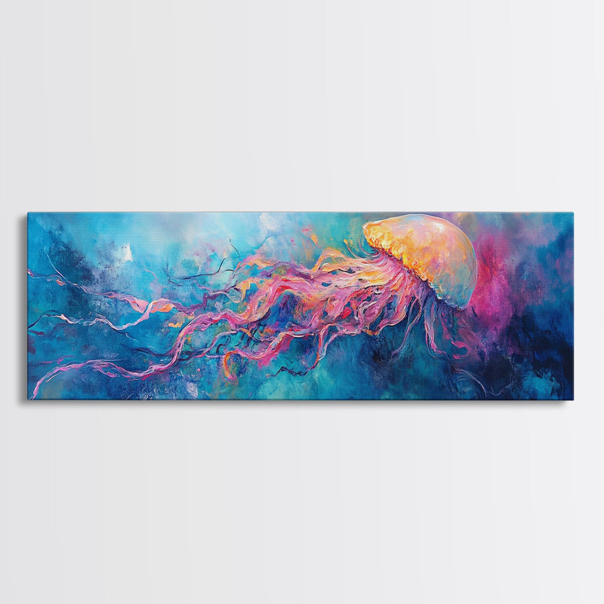 Jellyfish Underwater Fantasy Canvas Print, Vibrant Ocean Life Wall Art, Deep Sea Painting, Marine Bedroom Decor, Nature Lover Gift | | Wiccan Center