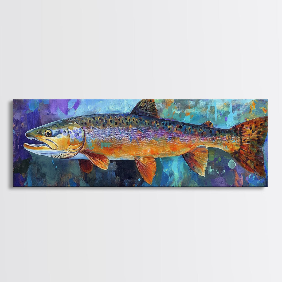 Colorful Trout Fishing Art, Rustic Cabin Decor, Wildlife Wall Art, Fish Painting, Outdoor Enthusiast Gift, Lodge Wall Decor