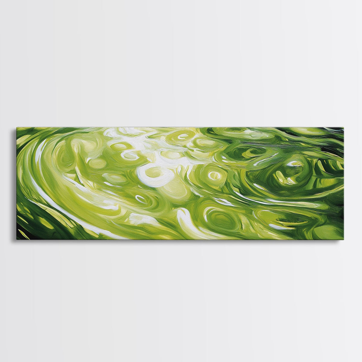 Abstract Green Swirl Painting, Modern Contemporary Wall Art, Nature Inspired Water Reflection, Trendy Office, Framed Canvas Print | | Wiccan Center