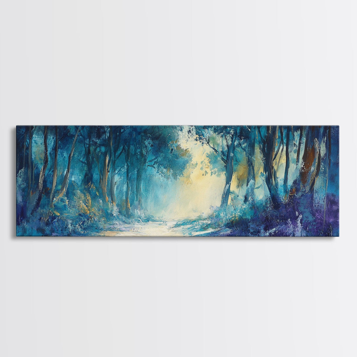 Mystical Forest, Blue Woodland Scene, Nature Art, Dark Forest Painting, Bedroom Wall Art, Canvas Print, Framed Canvas Print | | Wiccan Center