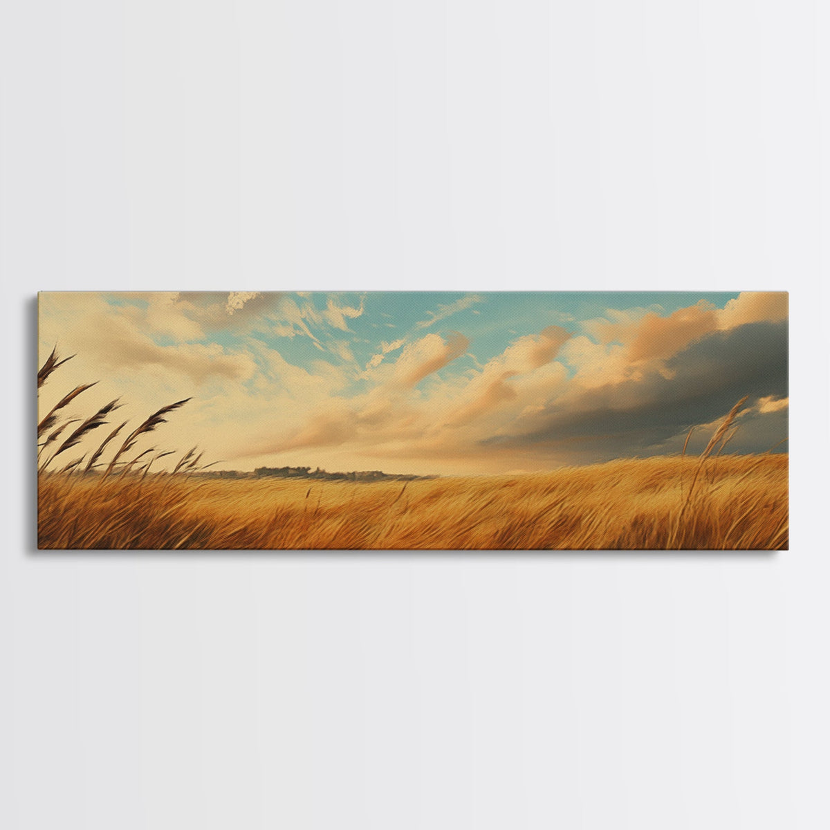 Golden Fields, Autumn Wind Art, Rustic Country Landscape, Farmhouse Home Decor, Living Room Art, Canvas Print, Framed Canvas Print | | Wiccan Center