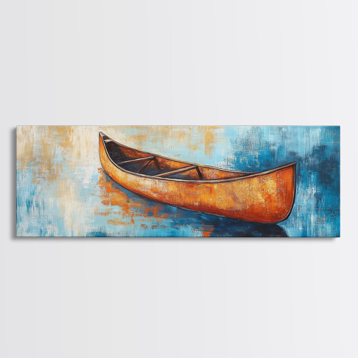 Rustic Canoe Reflection Canvas Print Lake House Wall Art Tranquil Watercolor Boat Painting Vintage Cabin Decor Nature Gift | | Wiccan Center