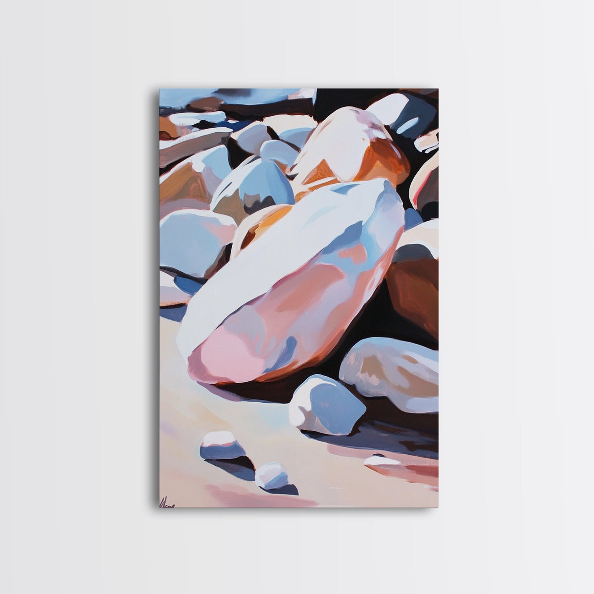 Mystic Cliffside, Surreal Landscape, Nature Aesthetic, Modern Wall Decor, Soft Pastels, Dreamy Art, Framed Canvas Print, Hallway | | Wiccan Center