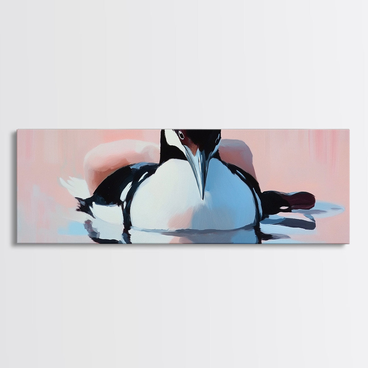 Floating Loon, nature wildlife art, lake house decor, bird lover gift, minimalist animal print, framed canvas print, cabin wall art