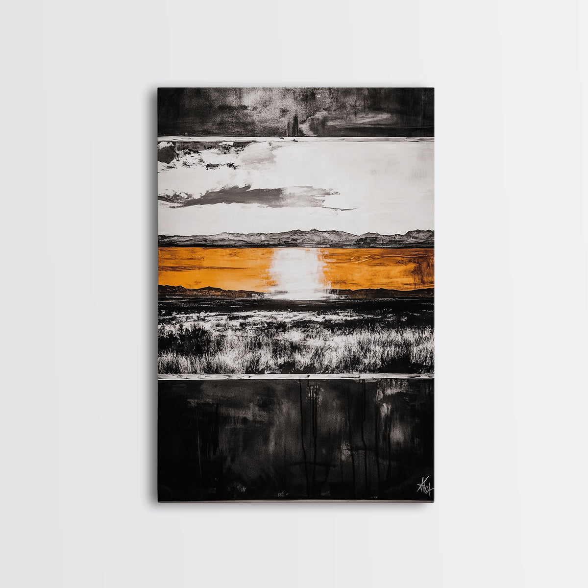 Abstract Horizon, Golden Light, Modern Landscape, Framed Canvas Print, Minimalist Wall Art, Office Decor, Contemporary Sunset, Fall Vibes | | Wiccan Center