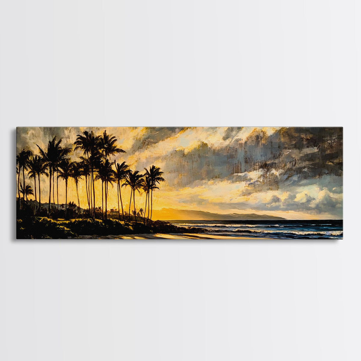 Golden Beach Sunset, Coastal Wall Art, Framed Canvas Print, Tropical Home Decor, Relaxing Seascape, Living Room Wall Art, Ocean Sunset Art | | Wiccan Center