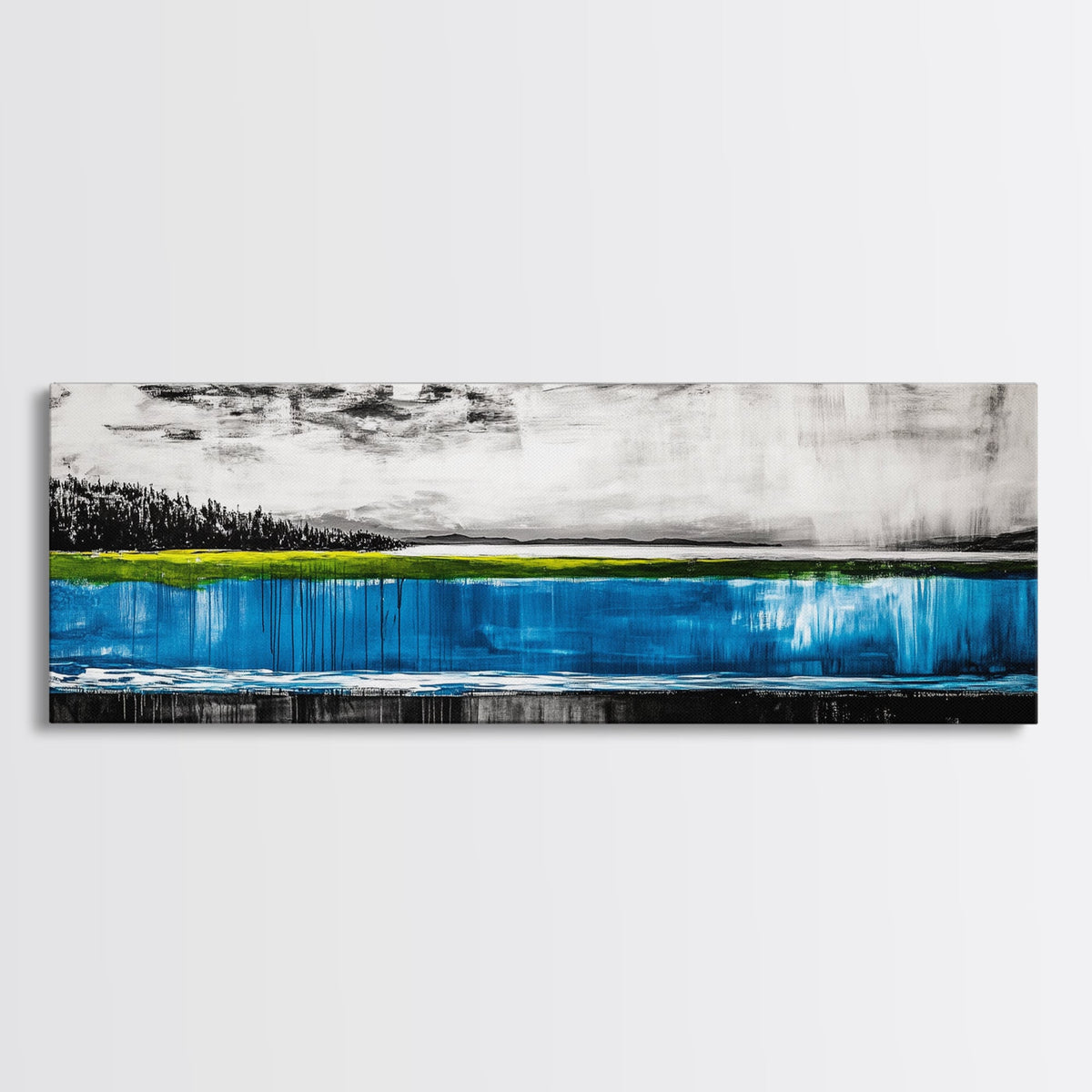 Lake Reflection, Blue Water Art, Minimalist Landscape, Nature Serenity, Monochrome Sky, Peaceful Home Decor, Canvas Print | | Wiccan Center