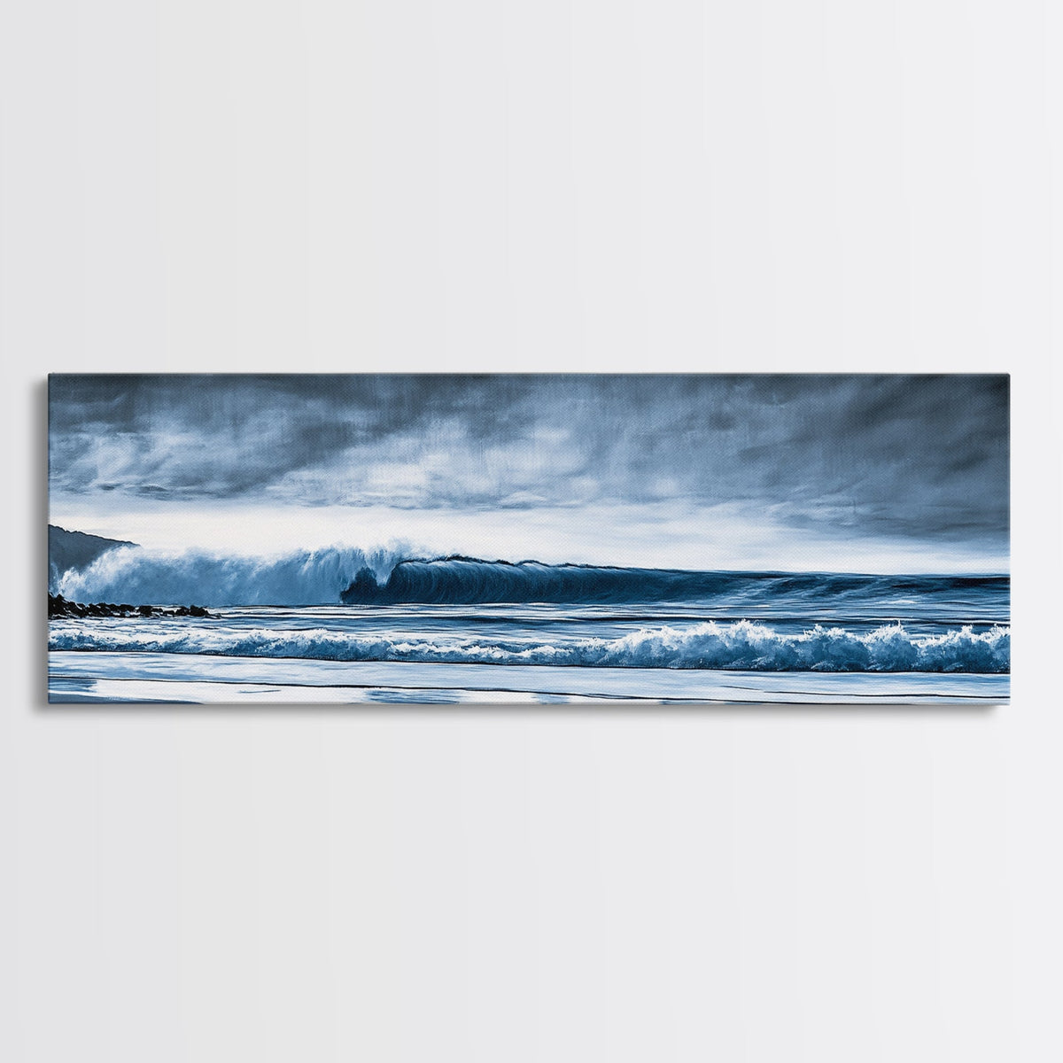 Ocean Wave, Moody Seascape, Blue Water Art, Stormy Sky, Coastal Home Accent, Surfer Decor, Minimalist Wall Art, Canvas Print | | Wiccan Center